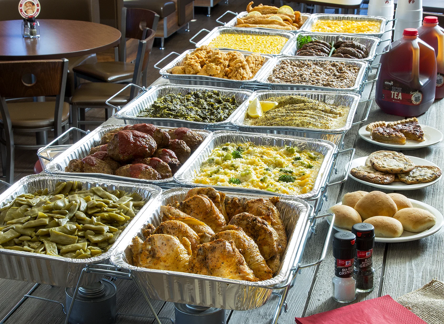 A catered meal prepared for delivery